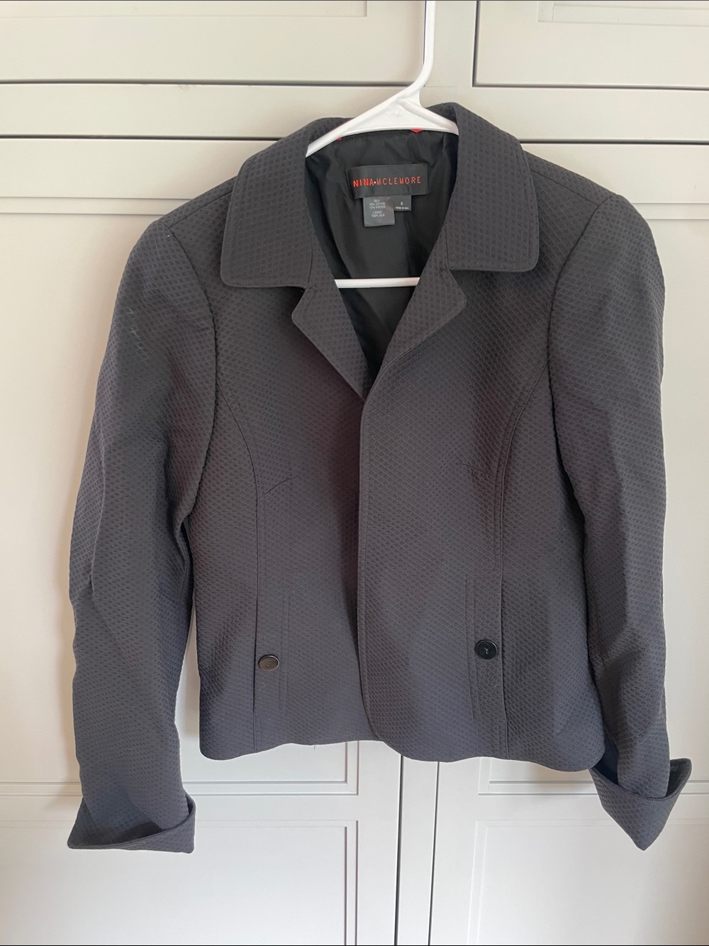 Nina McLemore Women's Black Textured Collar Jacket